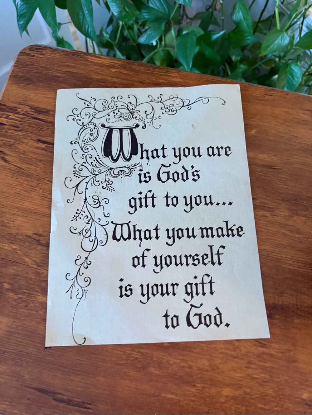 Inspirational Script Wall Art - Black on Cream Christian GOD